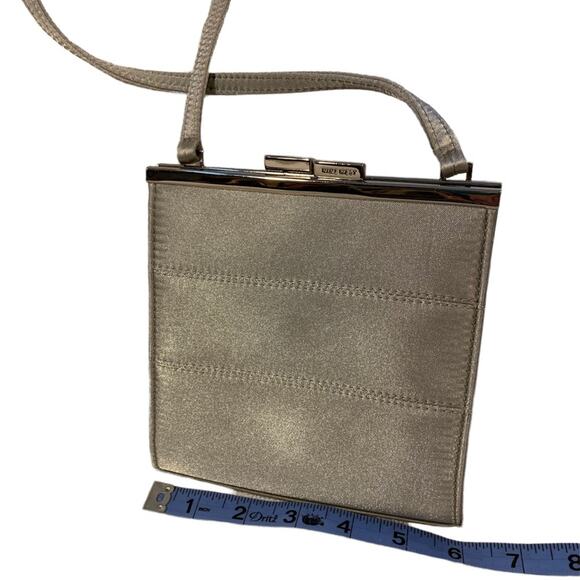Nine West - small evening bag, silver metallic material, EUC - Picture 6 of 10